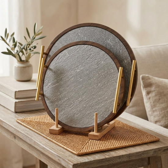 Wooden Tray Set 2 Pcs